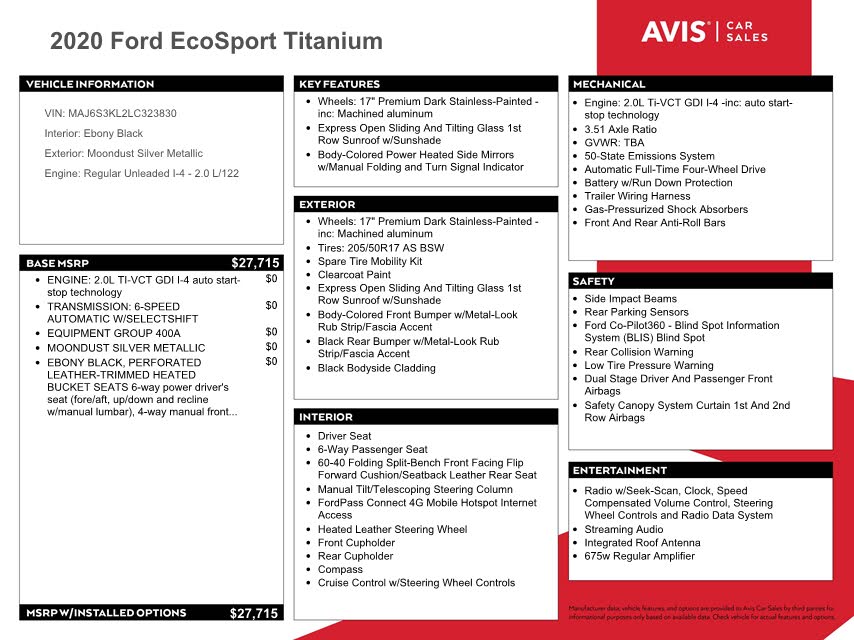 2020 Ford EcoSport Titanium AWD for sale in Sacramento, CA – photo 4